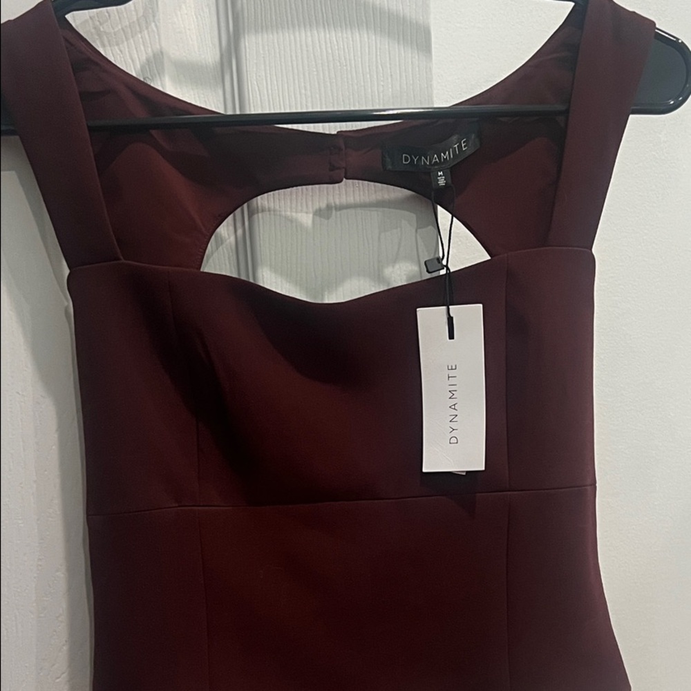 Dynamite Burgundy Square Neck Crop Cami